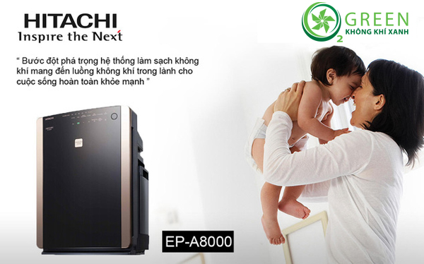 Máy lọc không khí và tạo ẩm Hitachi EP-A8000, nhập khẩu nguyên chiếc Nhật Bản, công nghệ lọc không khí cao cấp