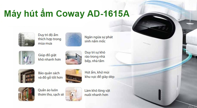 Máy hút ẩm Coway AD-1615A sản xuất tại Hàn Quốc là sự lựa chọn hoàn hảo cho bạn