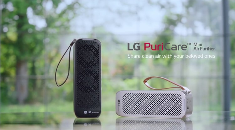 Máy lọc không khí LG Puricare mini có 2 màu sắc đen và trắng để bạn lựa chọn